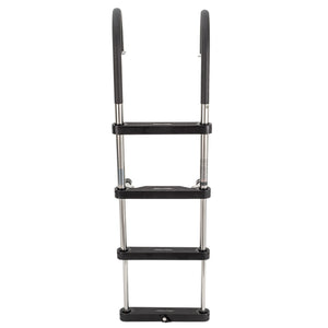 RecPro Compact Stainless Steel Heavy Duty 4 Step Pontoon Boat Boarding Ladder - TRAPSKI