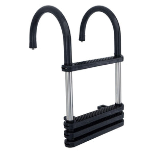 RecPro Compact Stainless Steel Heavy Duty 4 Step Pontoon Boat Boarding Ladder - TRAPSKI