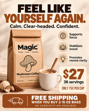 MAGIC™ Medium Roast Mushroom Coffee- Real Coffee with Lions Mane, Cordyceps, and Chaga