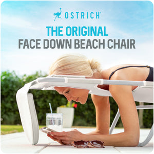 Ostrich The Original Chaise Lounge, Facedown Beach Pool Tanning Chair, White