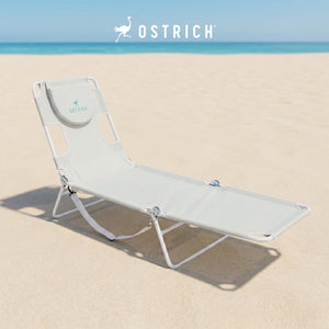Ostrich The Original Chaise Lounge, Facedown Beach Pool Tanning Chair, White