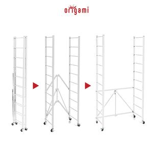 Origami R2 Series Folding Steel Storage Rack with Adjustable Shelves, White
