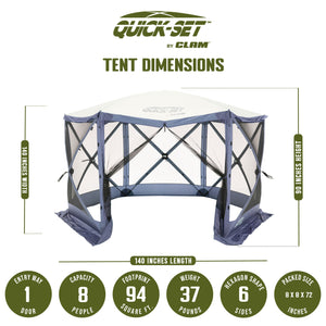 CLAM Quick Set Escape Canopy, Blue + Clam Quick Set Screen Hub, Blue (2 Pack)