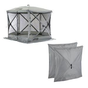 CLAM Quick Set Venture Canopy Shelter + CLAM Quick Set Screen, Gray (2 Pack)