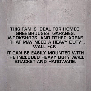 Hurricane 20 Inch Pro Series Metal Wall Mount Heavy Duty Hydroponics Fan, Black