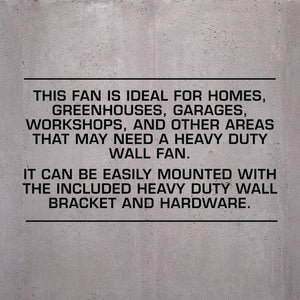 Hurricane 20 Inch Pro Series Metal Wall Mount Heavy Duty Hydroponics Fan, Black