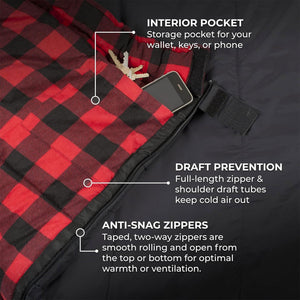 TETON Sports Celsius XXL 0 Degree Right Zipper Sleeping Bag for Camping, Black - TRAPSKI