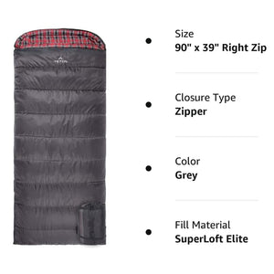TETON Sports Celsius XXL 0 Degree Right Zipper Sleeping Bag for Camping, Gray