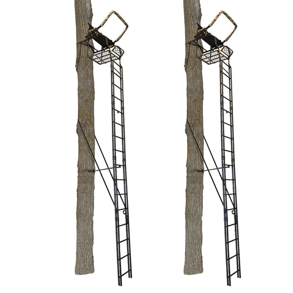 Muddy The Skybox 20 Foot 1 Person Hunting Deer Ladder Tree Stand, Black (2 Pack)