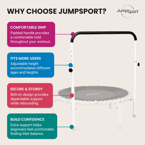 JumpSport 39 Inch Exercise Handle Bar for Fitness Arched Leg Trampolines, White