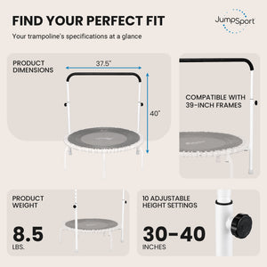 JumpSport 39 Inch Exercise Handle Bar for Fitness Arched Leg Trampolines, White