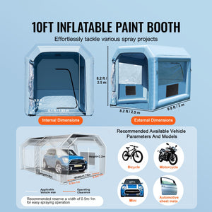Inflatable Paint Booth, 9.8 x 8.2 x 8.2 ft with Powerful Blower and Air Filter System
