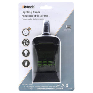 Woods 0.5 Horsepower Heavy Duty Outdoor 7 Day Digital 2 Outlet Timer, Black
