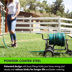Yard Butler 4 Wheel Heavy Duty Steel Hose Truck Holds 400 Feet of Hose, Black