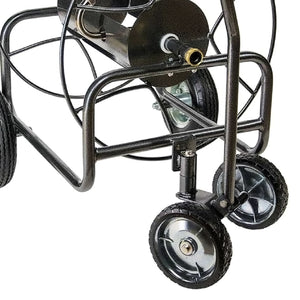 Yard Butler 4 Wheel Heavy Duty Steel Hose Truck Holds 400 Feet of Hose, Black