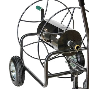 Yard Butler 4 Wheel Heavy Duty Steel Hose Truck Holds 400 Feet of Hose, Black