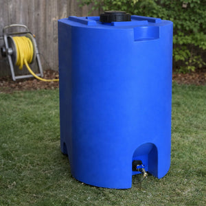 WaterPrepared 55 Gal Stackable Design Utility Water Tank with Large Cap, Blue