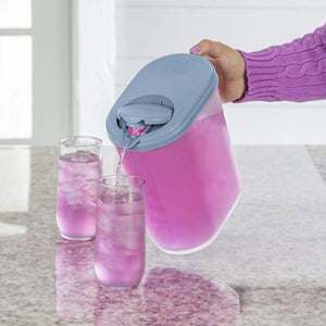 Sterilite Plastic Lidded Pitcher with Clear Base & Handle, Washed Blue, 18-Pack