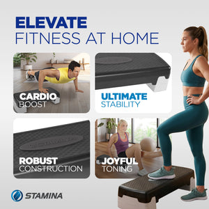 Stamina Adjustable Aerobic Step Multipurpose Home Gym Workout Equipment, Black