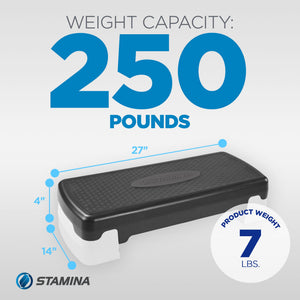 Stamina Adjustable Aerobic Step Multipurpose Home Gym Workout Equipment, Black