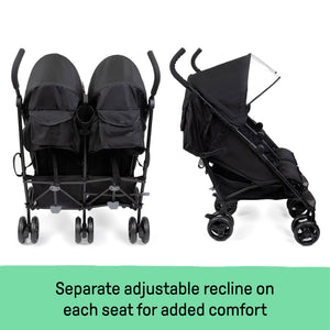Summer Infant 3Dlite Side by Side Double Stroller for Infants & Toddlers, Black