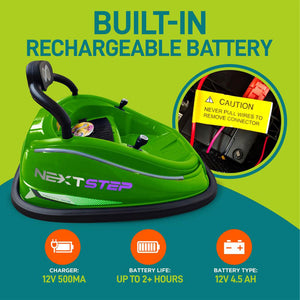 Serenelife 360 Degree Spinning Bumper Car w/Adjustable Belt & Controls, Green