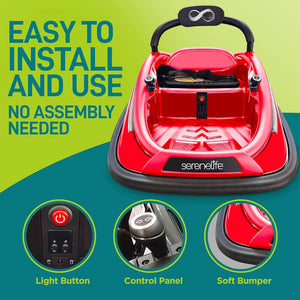 Serenelife 360 Degree Spinning Bumper Car w/Adjustable Belt & Controls, Red