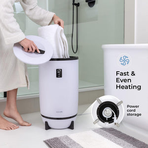 Serenelife Single Touch Towel Warmer w/Fragrant Disc Holder & LED Ring, Black - TRAPSKI
