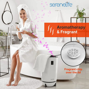 Serenelife Single Touch Towel Warmer w/Fragrant Disc Holder & LED Ring, Black - TRAPSKI