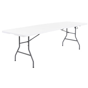 Plastic Development Group 816 Fold In Half 8 Foot Folding Banquet Table, White - TRAPSKI