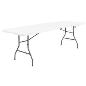 Peakform Compact Fold In Half Banquet Table for Indoor Outdoor Use, 8 Ft, White