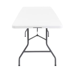 Peakform Compact Fold In Half Banquet Table for Indoor Outdoor Use, 8 Ft, White