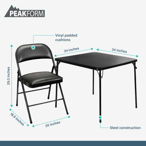 Peakform 5 Piece Folding Vinyl Tables and Chairs for Home Use and Indoor Spaces