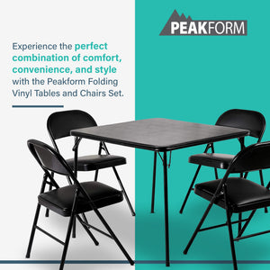 Peakform 5 Piece Folding Vinyl Tables and Chairs for Home Use and Indoor Spaces
