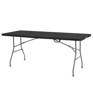 Peakform Compact Fold In Half Banquet Table for Indoor Outdoor Use, 6 Ft, Black