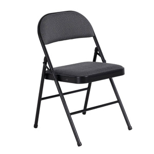 Peakform Folding Vinyl Padded Chair with Comfortable Seat Cushion, 4 Pack, Black