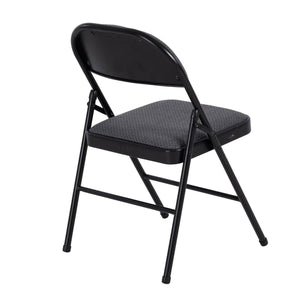 Peakform Folding Vinyl Padded Chair with Comfortable Seat Cushion, 4 Pack, Black