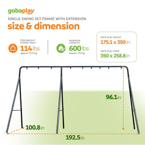 gobaplay Explorer Kids Swing Set w/Frame, Dual Platform Saucer, Swings & Trapeze