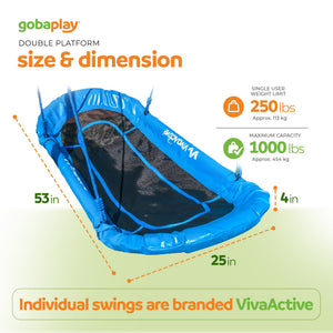 gobaplay Explorer Kids Swing Set w/Frame, Dual Platform Saucer, Swings & Trapeze