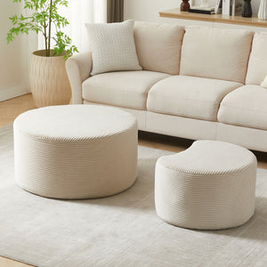 Modern Upholstered Round Coffee Table For Living Room (Set of 2)
