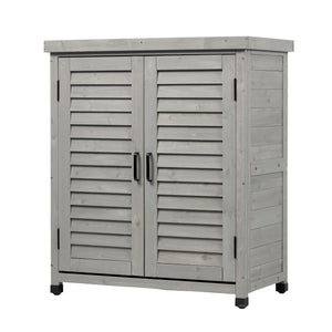 Potting Bench With Storage Cabinet And Metal Table Top For Outdoor
