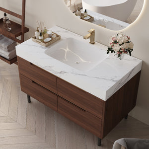 35.4" Farmhouse Free-standing Sintered Stone Bathroom Vanity with Undermount Sink
