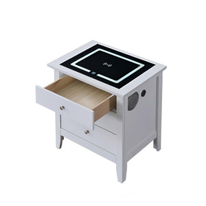 Hammond - Smart 3 Drawer Nightstand With USB Charging And Integrated Speakers - White