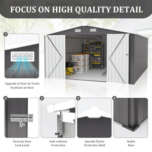 Campcraft Outdoor Storage Shed 10x14 FT with 3 Lockable Doors