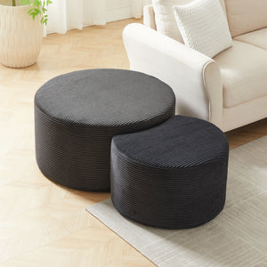 Modern Upholstered Round Coffee Table For Living Room (Set of 2)