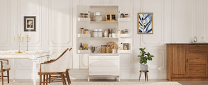 70" Kitchen Pantry Cabinet with Solid Wood Handles and Adjustable Storage