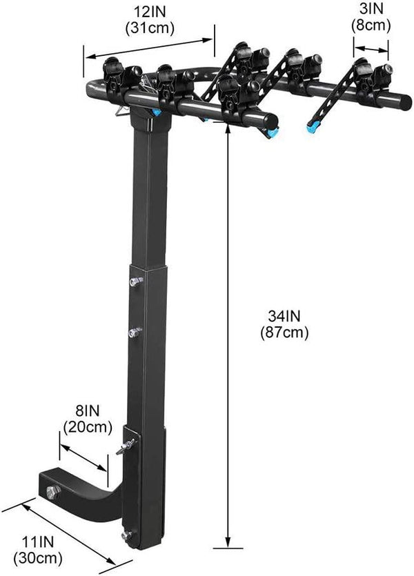 DINGED, DENTED or SCRATCHED TRAPSKI Multi-Bike Carrier Rack, Double Fold Design with a 2-inch Hitch Mount Heavy Duty, Black - TRAPSKI, LLC