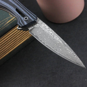 Erebus Japanese Gentleman's Knife with VG-10 Damascus, G10 Handle & Leather Sheath