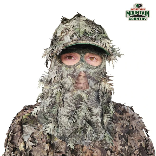 2-in-1 FRONT Leafy Face Mask and Camo Hat (Adjustable,OSFM)