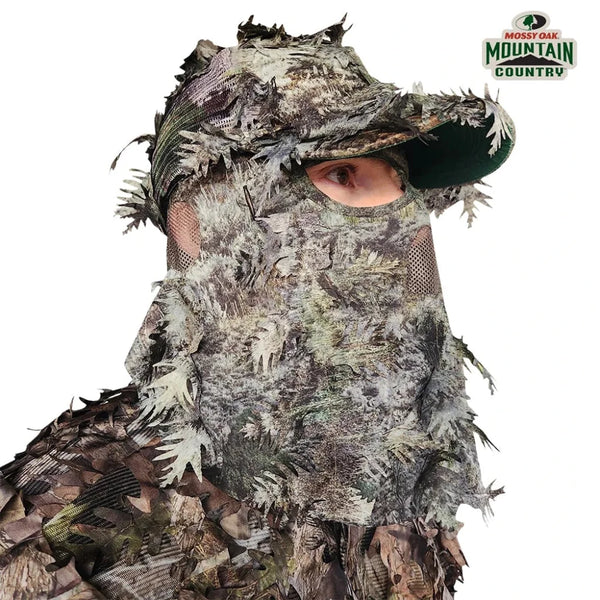 2-in-1 FRONT Leafy Face Mask and Camo Hat (Adjustable,OSFM)